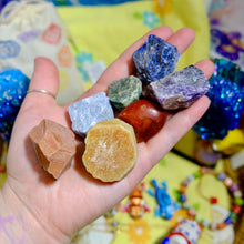 Load image into Gallery viewer, Chakra Rough Stone Balancing Kit ✨ Raw Crystal Set with Pouch – Trinkets & Treasures Collection