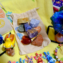 Load image into Gallery viewer, Chakra Rough Stone Balancing Kit ✨ Raw Crystal Set with Pouch – Trinkets & Treasures Collection