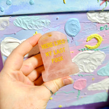 Load image into Gallery viewer, Rose Quartz Gravestone – “Here Lies My Last Fuck”
