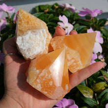 Load image into Gallery viewer, Orange Clacite Half Polished Points