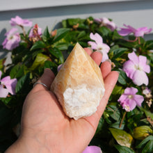 Load image into Gallery viewer, Orange Clacite Half Polished Points