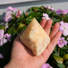 Load image into Gallery viewer, Orange Clacite Half Polished Points