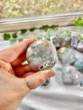 Load image into Gallery viewer, Orbicular Ocean Jasper 8th Vein Palm #4