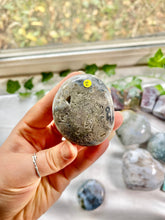 Load image into Gallery viewer, Orbicular Ocean Jasper 8th Vein Palm #2