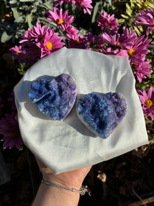 Purple & Blue Ombre Aura Quartz Hearts