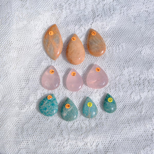 Crystal Tear Drops- Peach Moonstone, Rose Quartz & Amazonite