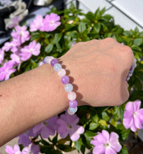 Load image into Gallery viewer, Cotton Candy Crystal Bracelets- Rose Quartz, Aquamarine &amp; Amethyst
