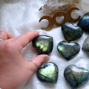 Flashy Labradorite Hearts- Intutively selected