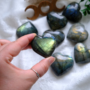 Flashy Labradorite Hearts- Intutively selected