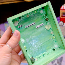 Load image into Gallery viewer, Go Smoke Girl Handmade Resin Table Shelf ✨ 4/20 Mini Desk Decor | Green Aesthetic Trinket Holder
