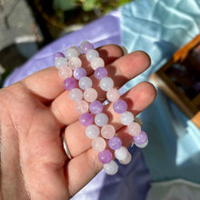 Load image into Gallery viewer, Cotton Candy Crystal Bracelets- Rose Quartz, Aquamarine &amp; Amethyst
