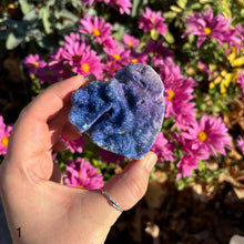 Load image into Gallery viewer, Purple &amp; Blue Ombre Aura Quartz Hearts
