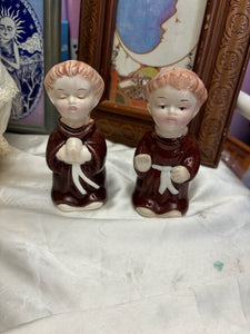 Vintage Sanmyro Friar Monk Salt & Pepper Shakers Japan Kitchen Collectible