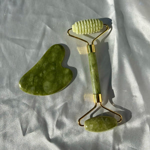 Jade Gua Sha + Roller- Skincare Bundle