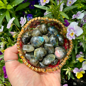 Flashy Labradorite Hearts