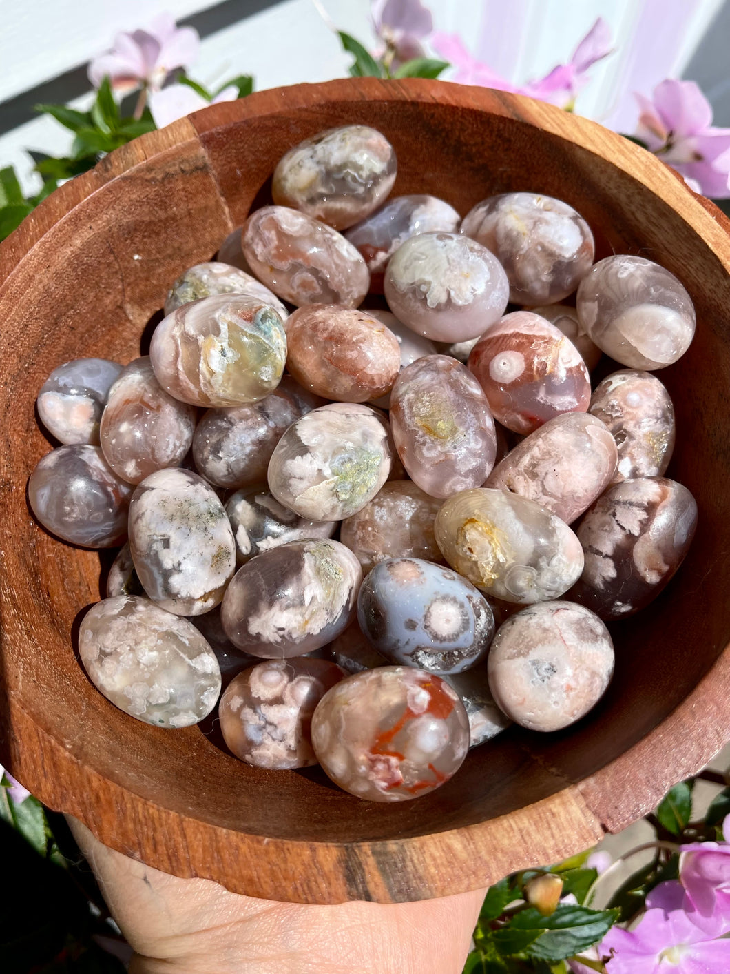 Sherbet Pink Rounded Flower Agate Tumbles