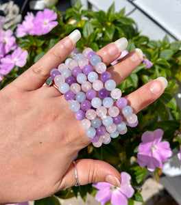 Cotton Candy Crystal Bracelets- Rose Quartz, Aquamarine & Amethyst