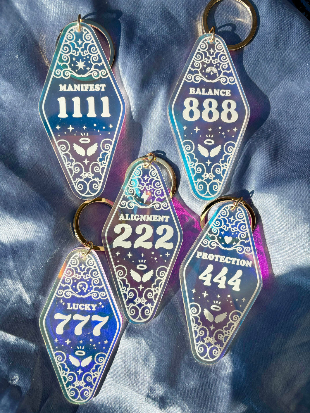 Holographic Angel Number Key Chain