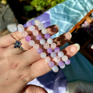 Cotton Candy Crystal Bracelets- Rose Quartz, Aquamarine & Amethyst