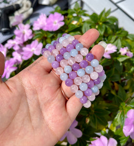 Cotton Candy Crystal Bracelets- Rose Quartz, Aquamarine & Amethyst