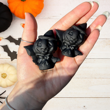 Load image into Gallery viewer, Black Obsidian Pumpkin Witch Carving
