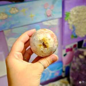 Sugary Geode Flower Agate Sphere