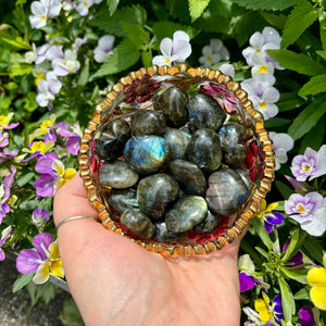 Flashy Labradorite Hearts