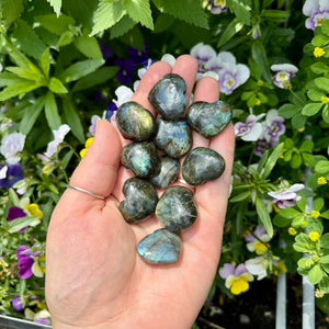 Flashy Labradorite Hearts