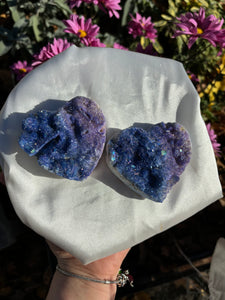 Purple & Blue Ombre Aura Quartz Hearts