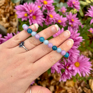 Frost Bite 🩵❄️ Crystal Bracelets- Angelite, Blue Apatite, & Dyed Lavender Quartz