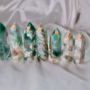 Green Flower Agate Towers- Dyed