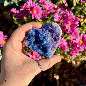 Purple & Blue Ombre Aura Quartz Hearts