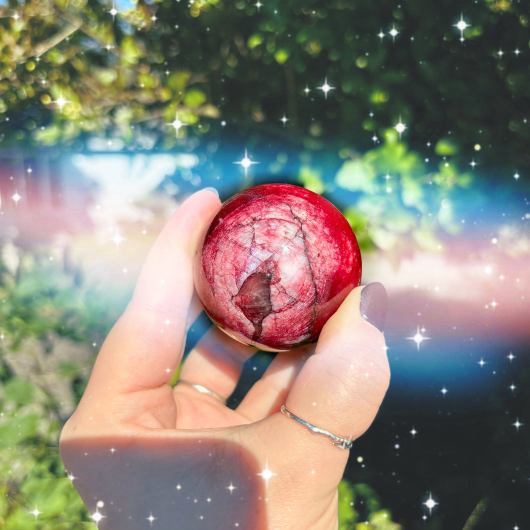 Red Moonstone Sphere ❤️ Dyed