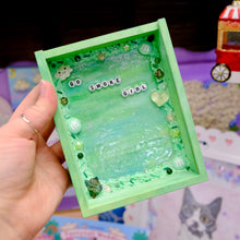Load image into Gallery viewer, Go Smoke Girl Handmade Resin Table Shelf ✨ 4/20 Mini Desk Decor | Green Aesthetic Trinket Holder
