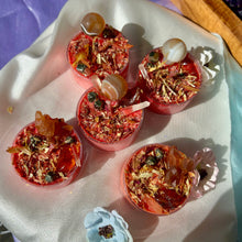 Load image into Gallery viewer, Blood Orange Intention Tea Lights- Herb &amp; Crystal Infused
