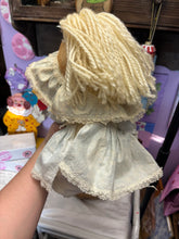 Load image into Gallery viewer, Vintage Handmade Cloth Rag Doll 16” Straw Bonnet Blue Dress Primitive Country
