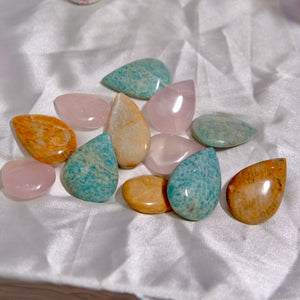 Crystal Tear Drops- Peach Moonstone, Rose Quartz & Amazonite