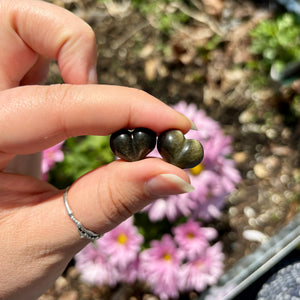 Gold Sheen Obsidian Mini Hearts