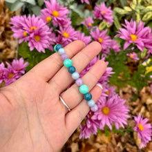 Load image into Gallery viewer, Gumdrop 🍬Crystal Bracelets- Angelite, Blue Apatite, Dyed Minty Quartz &amp; Dyed Lavender Quartz
