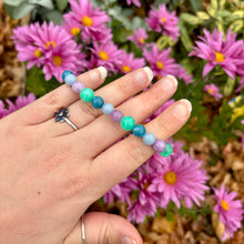 Load image into Gallery viewer, Gumdrop 🍬Crystal Bracelets- Angelite, Blue Apatite, Dyed Minty Quartz &amp; Dyed Lavender Quartz
