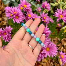 Load image into Gallery viewer, Gumdrop 🍬Crystal Bracelets- Angelite, Blue Apatite, Dyed Minty Quartz &amp; Dyed Lavender Quartz
