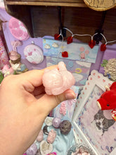 Load image into Gallery viewer, Crystal Cat Carving | Rose Quartz or Pink Opal Cat Figurine
