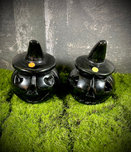 Black Obsidian Pumpkins with hat & face