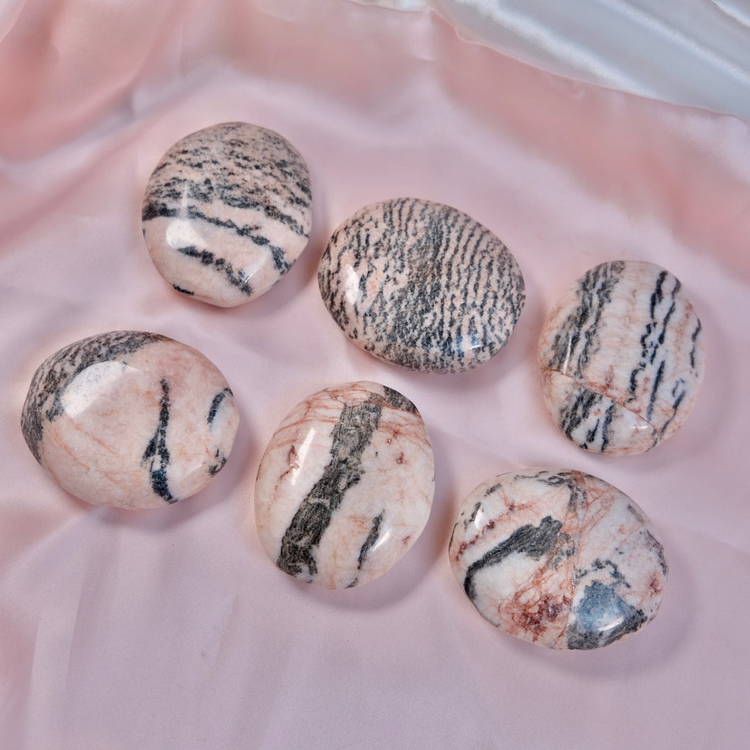 Pink Zebra Jasper Palm Stones