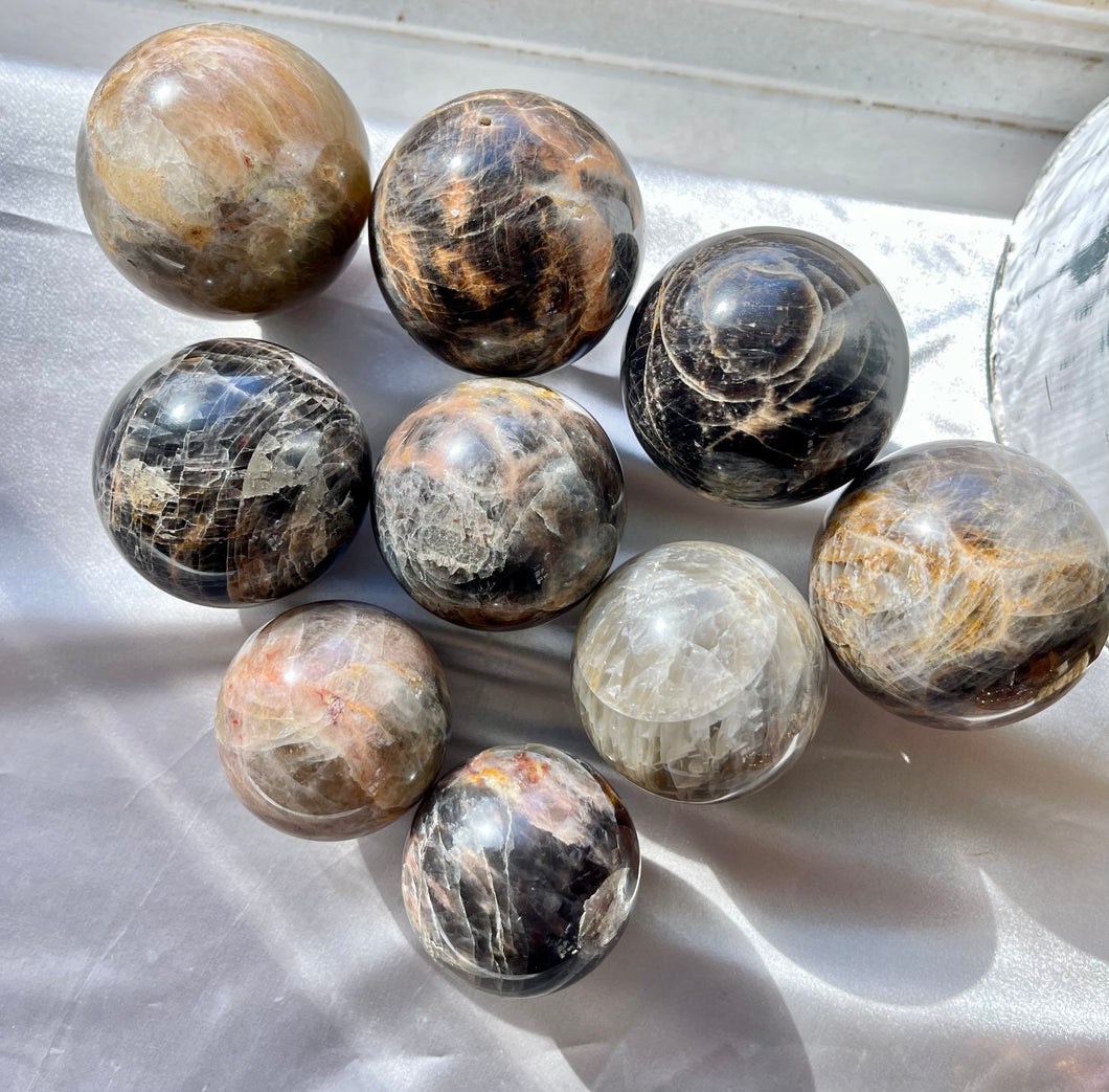 Black Moonstone Spheres