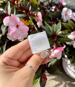 Satin Spar Selenite Sphere Stands ( Square )